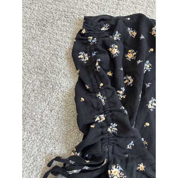 Forever 21 Black Floral Ruffle Mini Skirt Size L Y2K Coquette Cottagecore - Picture 5 of 6
